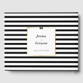 Elegante zwart witte streep gouden Lijst bruiloft Gastenboek (Achterkant)
