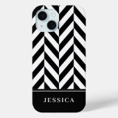 Elegante zwart-witte strepen patroonnaam Case-Mate iPhone case (Achterkant)