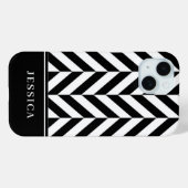 Elegante zwart-witte strepen patroonnaam Case-Mate iPhone case (Achterkant (horizontaal))