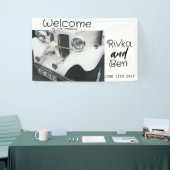 Elegante zwart-witte trouwauto spandoek (Beurs)