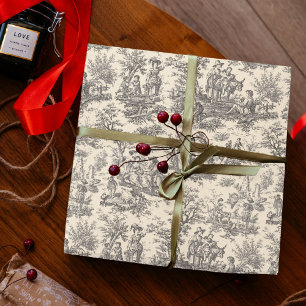 Elegante Zwart Witte Vintage Toile De Jouy Cadeaupapier
