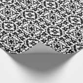 Elegante zwart-witte volkskunst Damask Cadeaupapier (Hoek)