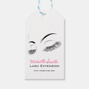 Elegante zwart-witte wimpers Tekening Lash Bar Cadeaulabel
