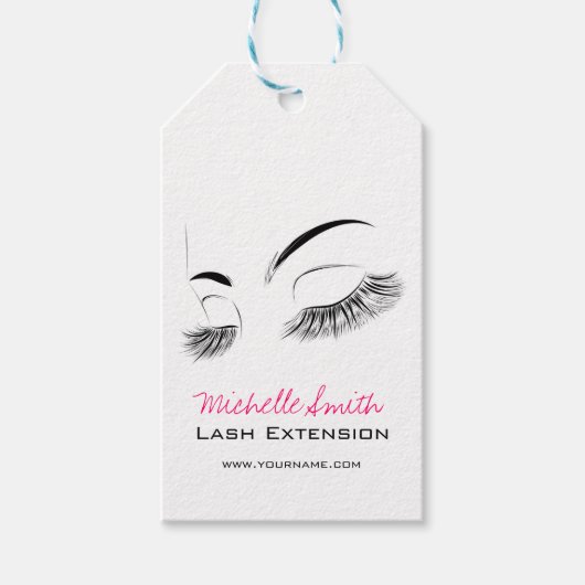 Elegante zwart-witte wimpers Tekening Lash Bar Cadeaulabel (Voorkant)