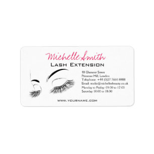 Elegante zwart-witte wimpers Tekening Lash Bar Etiket