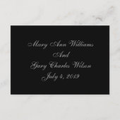 Elegante Zwart & Zilver Formele bruiloft RSVP Kaar Informatiekaartje (Achterkant)