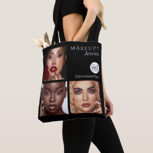 Elegante Zwarte 3 Foto Logo Make-up Studio Draagtas