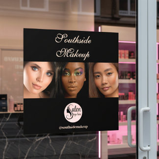 Elegante Zwarte 3 Foto Vierkante Make-up Business Raamsticker