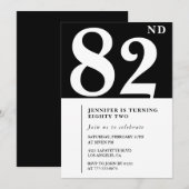 Elegante zwarte 82e verjaardag uitnodiging (Voorkant / Achterkant)