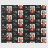 Elegante zwarte 90 en fantastische 90e verjaardag cadeaupapier (Vlak)
