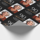 Elegante zwarte 90 en fantastische 90e verjaardag cadeaupapier (Hoek)