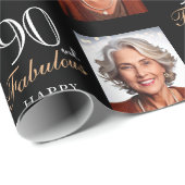 Elegante zwarte 90 en fantastische 90e verjaardag cadeaupapier (Rol Hoek)
