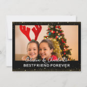 Elegante zwarte aangepaste foto Beste Vriendin Voo Feestdagenkaart (Voorkant)