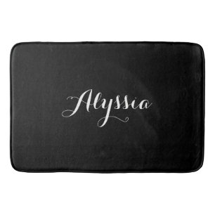 Elegante Zwarte Aangepaste Naam Badmat