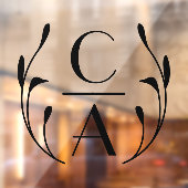 Elegante Zwarte Art Deco Monogram Krans Trouwen Raamsticker (Vel 2)