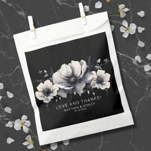 Elegante Zwarte Bloem Bruiloft Dank Je Bedankzakje