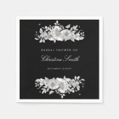 Elegante zwarte bloem bruiloft servetten (Voorkant)