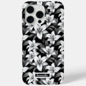 Elegante zwarte bloem patroon telefoonhoesje Case-Mate iPhone case (Achterkant)