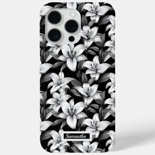 Elegante zwarte bloem patroon telefoonhoesje Case-Mate iPhone case (Achterkant)