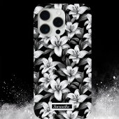 Elegante zwarte bloem patroon telefoonhoesje Case-Mate iPhone case