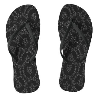 Elegante zwarte bloemen kantpatroon zomer flip-flo teenslippers