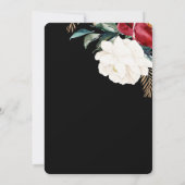 Elegante Zwarte Bloemen Kerstbruiloft Kaart (Achterkant)