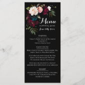 Elegante Zwarte Bloemen Trouwmenu Sjabloon Menu (Voorkant)
