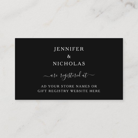 Elegante Zwarte Bloemen Trouwregister Informatiekaartje (Achterkant)