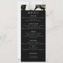 Elegante zwarte bloemengroen Lily Menu bruiloft