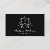 Elegante Zwarte Bloemenkroon Trouwwebsite QR Code Informatiekaartje (Achterkant)