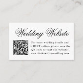 Elegante Zwarte Bloemenkroon Trouwwebsite QR Code Informatiekaartje (Voorkant)