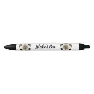 Elegante zwarte bloemennaam inkt pen