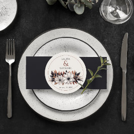 Elegante zwarte bloemenroest ronde kartonnen onderzetter