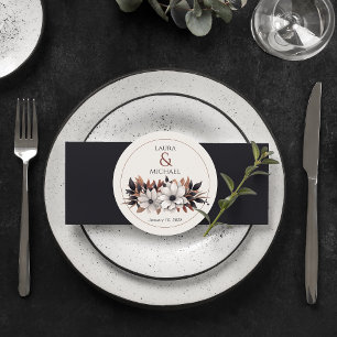 Elegante zwarte bloemenroest ronde kartonnen onderzetter