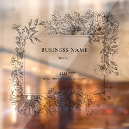 Elegante zwarte bloemige Lijst bloemist Transparan Raamsticker