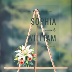 Elegante Zwarte Bloemlelieën Acryl Bord