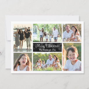 Elegante zwarte bokeh zes foto collage op maat kaart