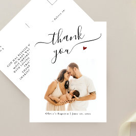 Elegante Zwarte Calligrafie Doop Foto Dankjewel Briefkaart