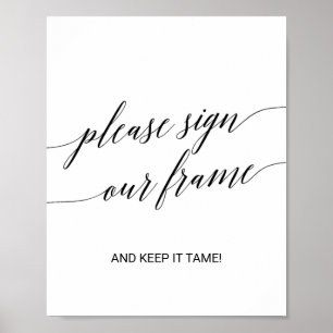 Elegante Zwarte Calligrafie Gelieve Ons Frame Te O Poster