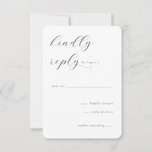 Elegante Zwarte Calligrafie RSVP Kaartje