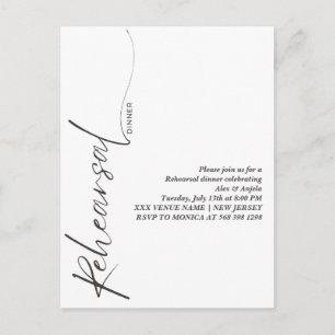 Elegante Zwarte Calligrafie Witte Minimaal Rehears Briefkaart