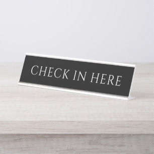 Elegante Zwarte Check-in Naambord Bureau Naambordje