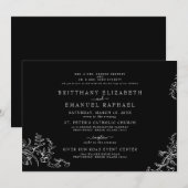 Elegante zwarte Chinoiserie Beide Ouders Bruiloft Kaart (Voorkant / Achterkant)