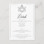 Elegante zwarte Chinoiserie Bird Crest Wedding Informatiekaartje (Voorkant)