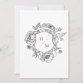 Elegante zwarte Chinoiserie Bird Crest Wedding Kaart (Achterkant)