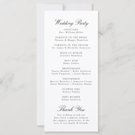 Elegante zwarte Chinoiserie Crest bruiloft program (Achterkant)