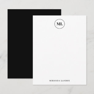 Elegante Zwarte Cirkel Monogram Beginletters Naam Notitiekaartje