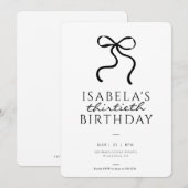 Elegante Zwarte Coquette Boog Verjaardagsfeest Kaart (Voorkant / Achterkant)