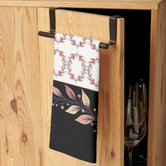 Elegante zwarte crème en roze klei theedoek