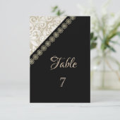 Elegante Zwarte, Damast Tafelkaart Kaart (Staand voorkant)